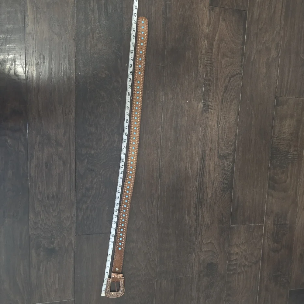 Brown Belt with Turquoise Accents M.L - Picture 3 of 8